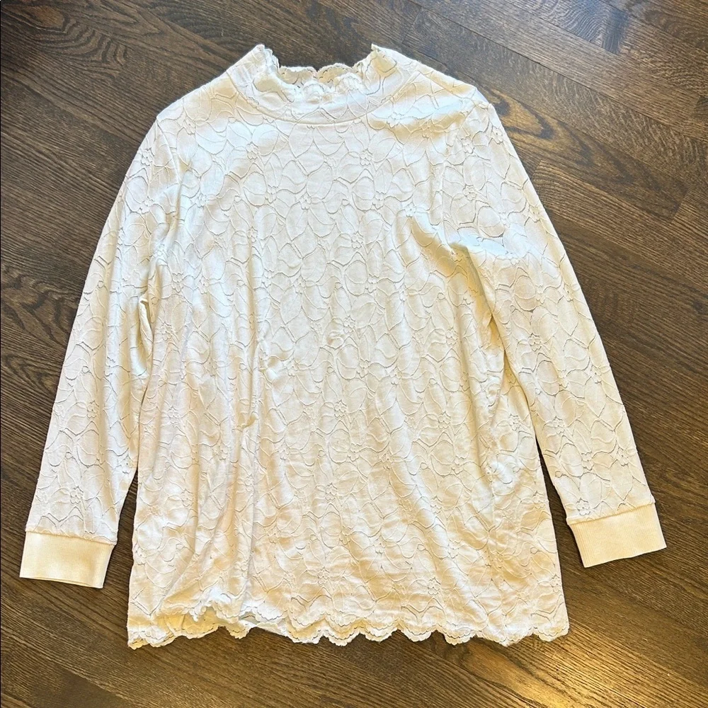 Soft Surroundings Camarra Lace Mock Neck Tunic Blouse XL Feminine Cottagecore - Picture 3 of 15